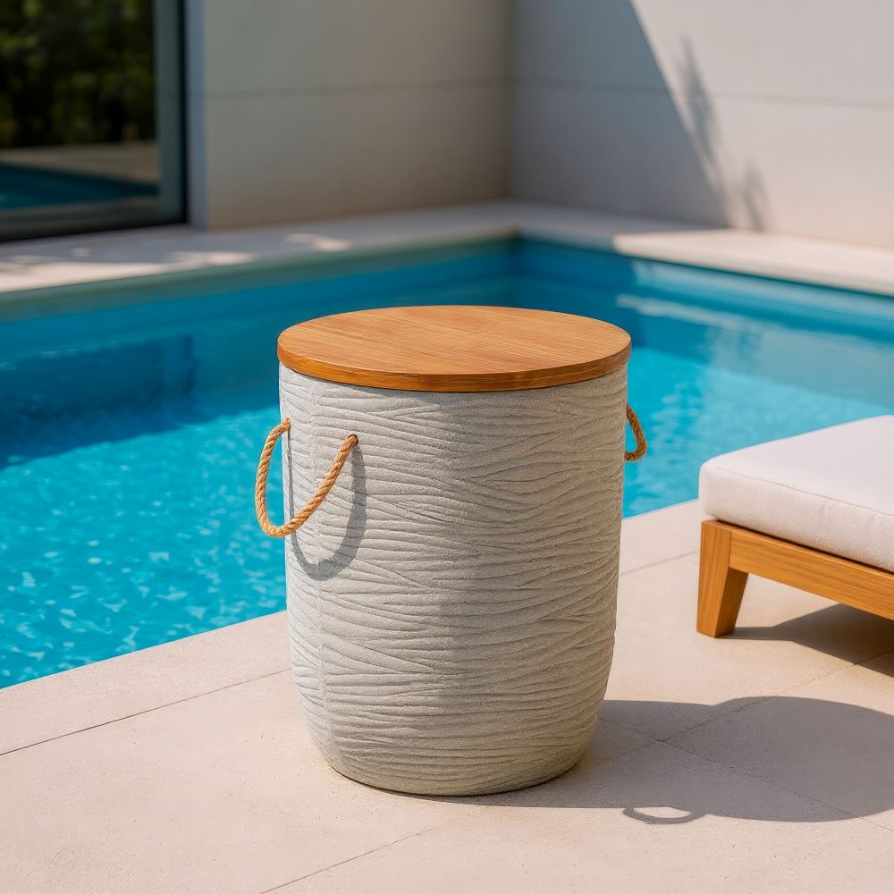 Biban Natural Wood Top Side Table