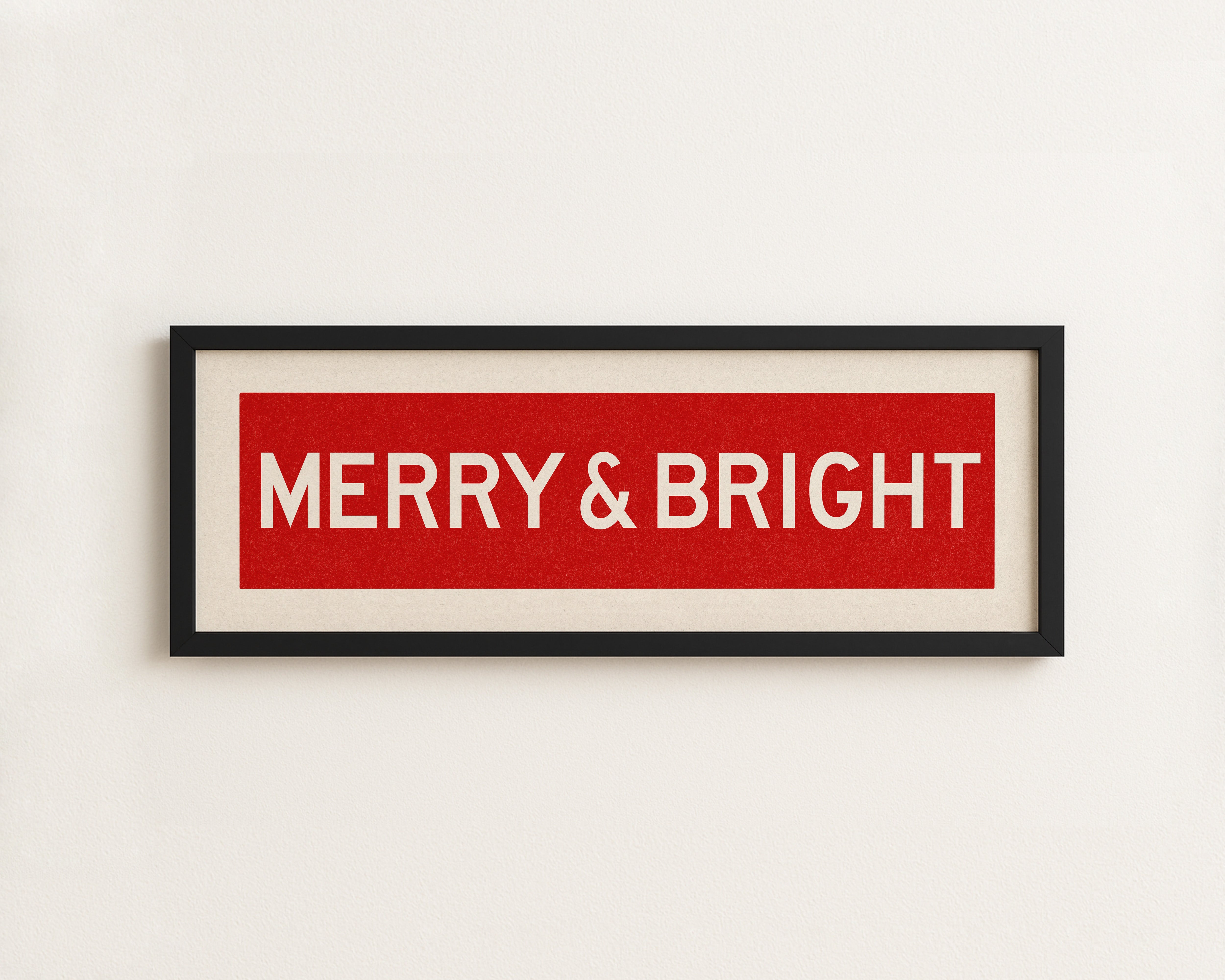 Framed Merry & Bright Red Christmas Art Print