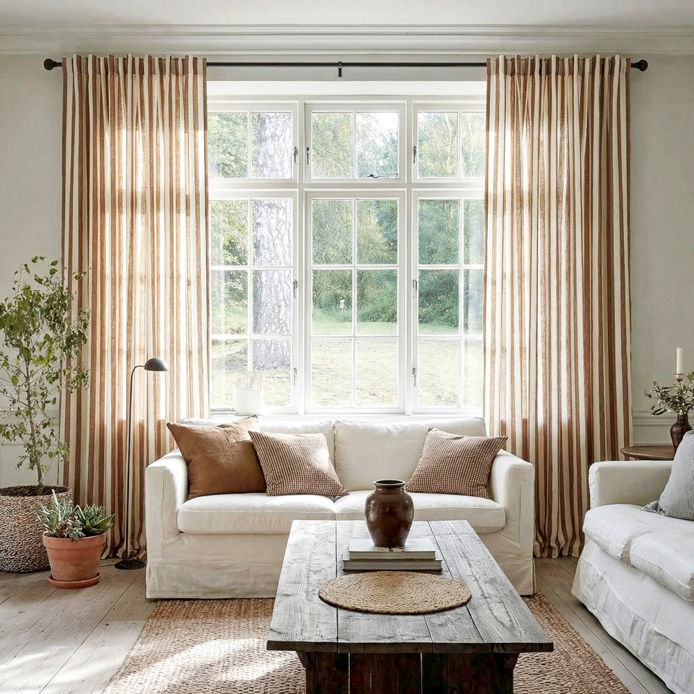 Blake Scandinavian Vertical Stripe Linen Curtains