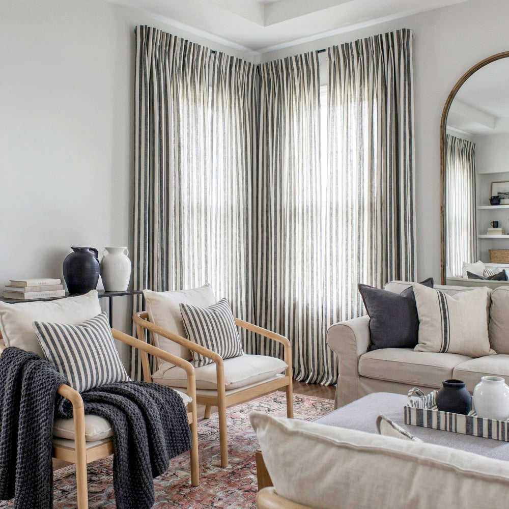 Blake Scandinavian Vertical Stripe Linen Curtains