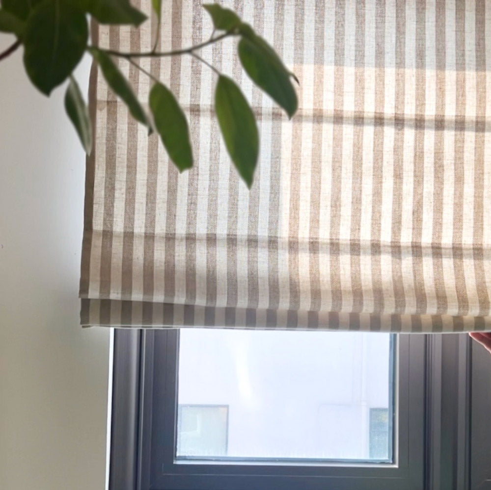 Blake Striped Linen Roman Shade
