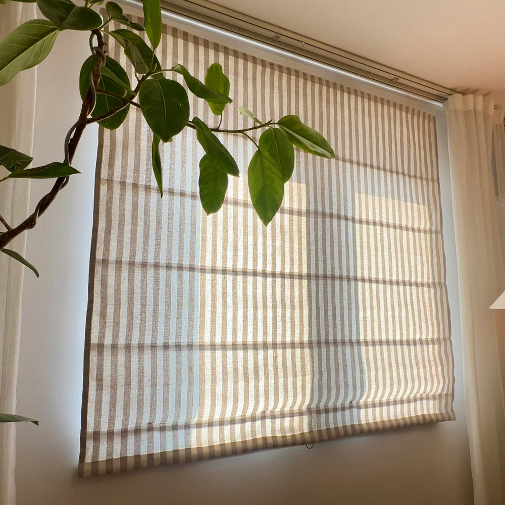 Blake Striped Linen Roman Shade