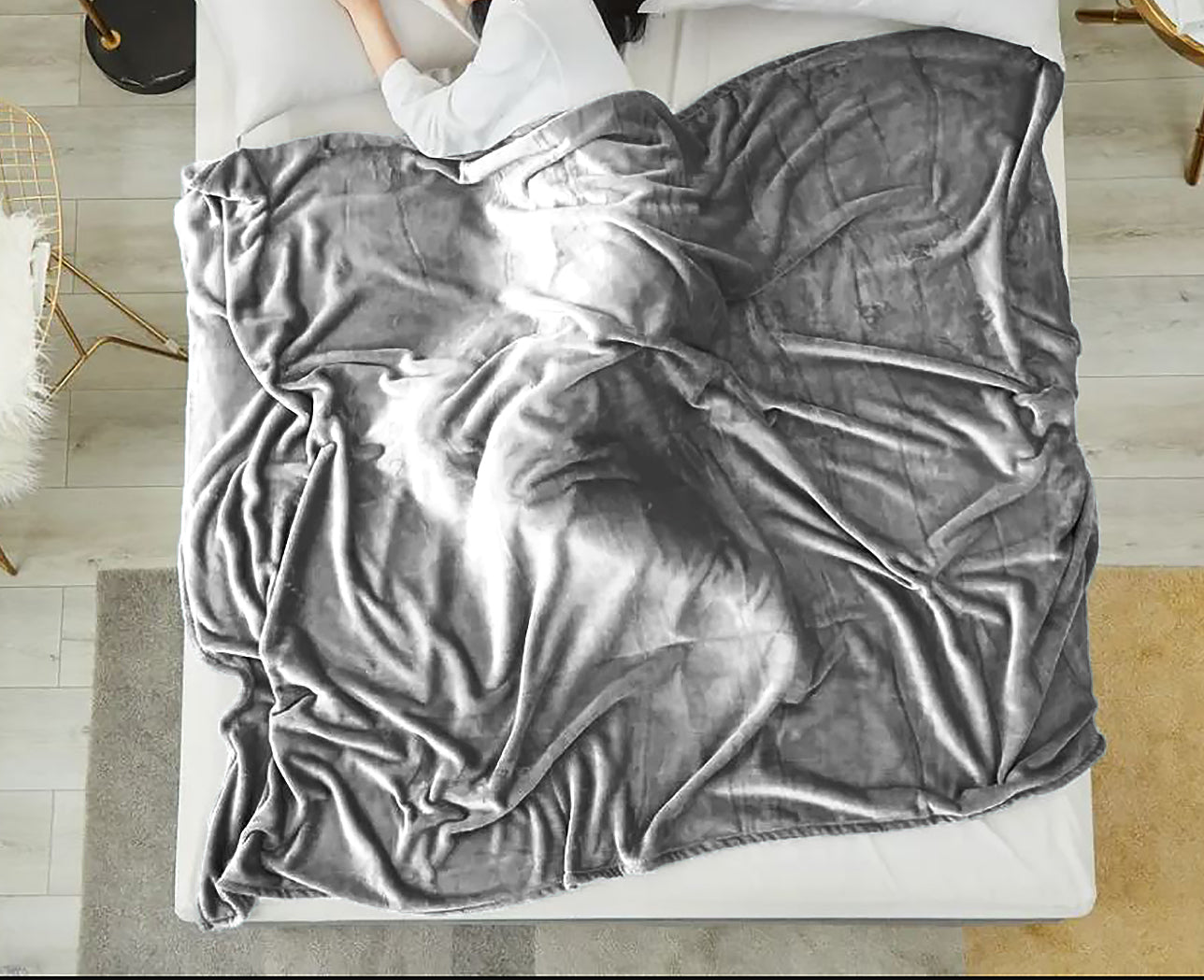 Queen size Grey Extra Soft Cozy Microfiber Solid Color Throw Picnic Sofa Bed Blanket