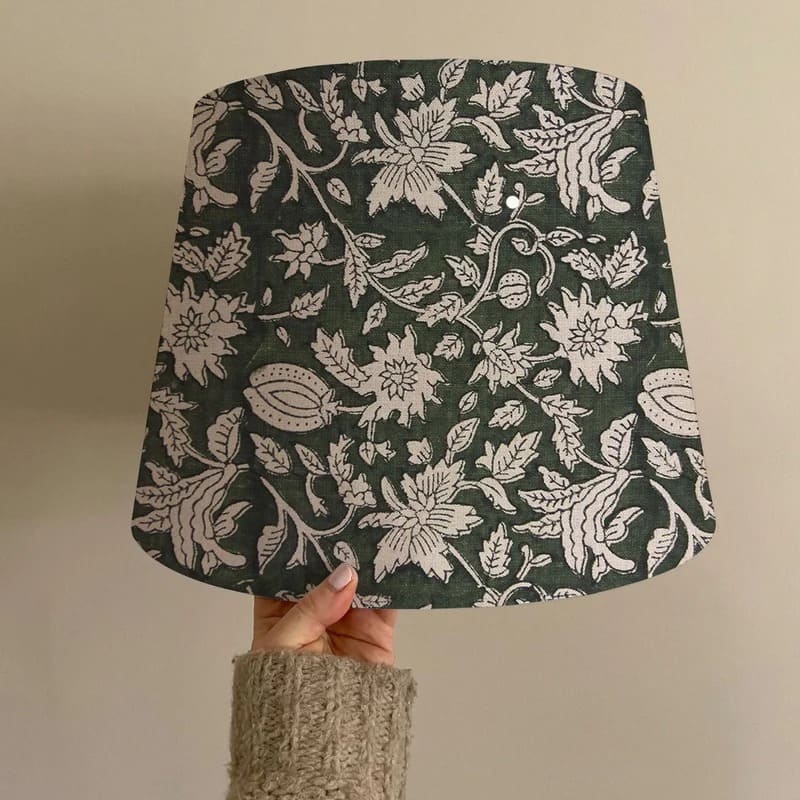 Block Print Drum Linen Lamp Shades - Manikarnika