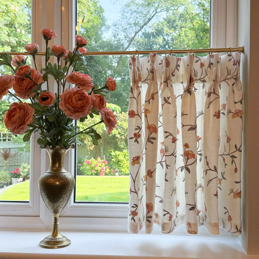 Bloom Embroidery Floral Cafe Curtains