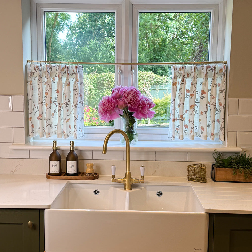 Bloom Embroidery Floral Cafe Curtains