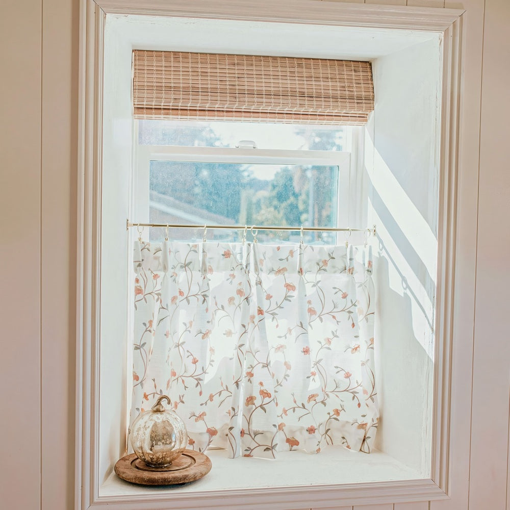 Bloom Embroidery Floral Cafe Curtains