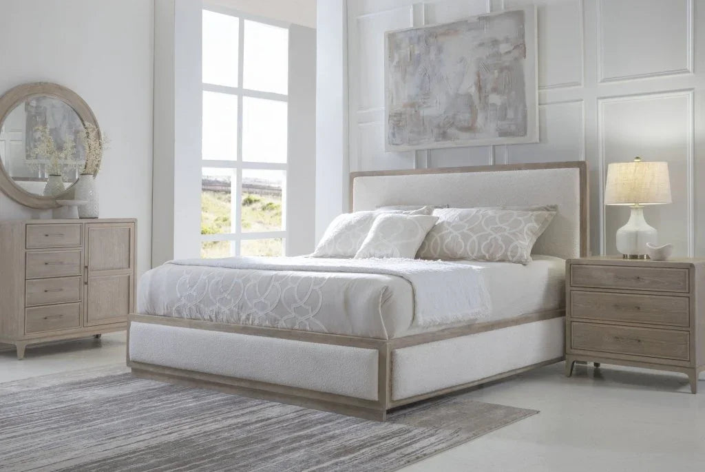 Bodhi Ivory Textured Performance Fabric Bed