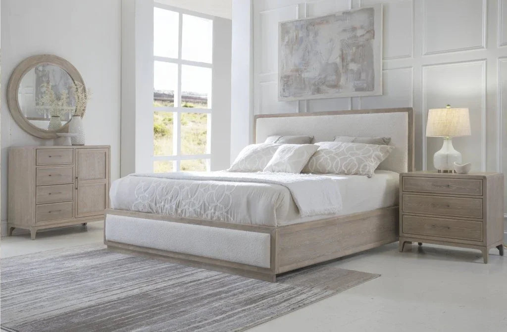 Bodhi Ivory Textured Performance Fabric Bed
