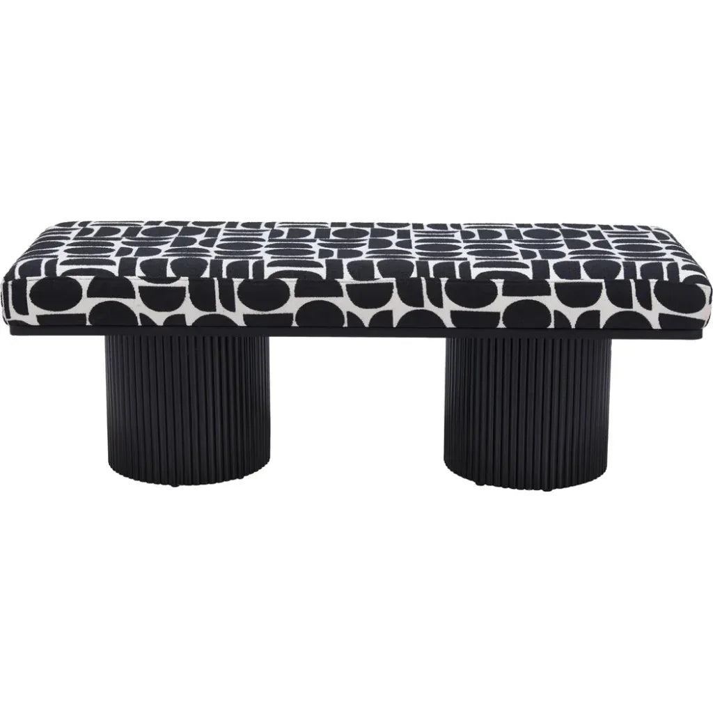 Botoia Wood Black Bench with Plush Fabric