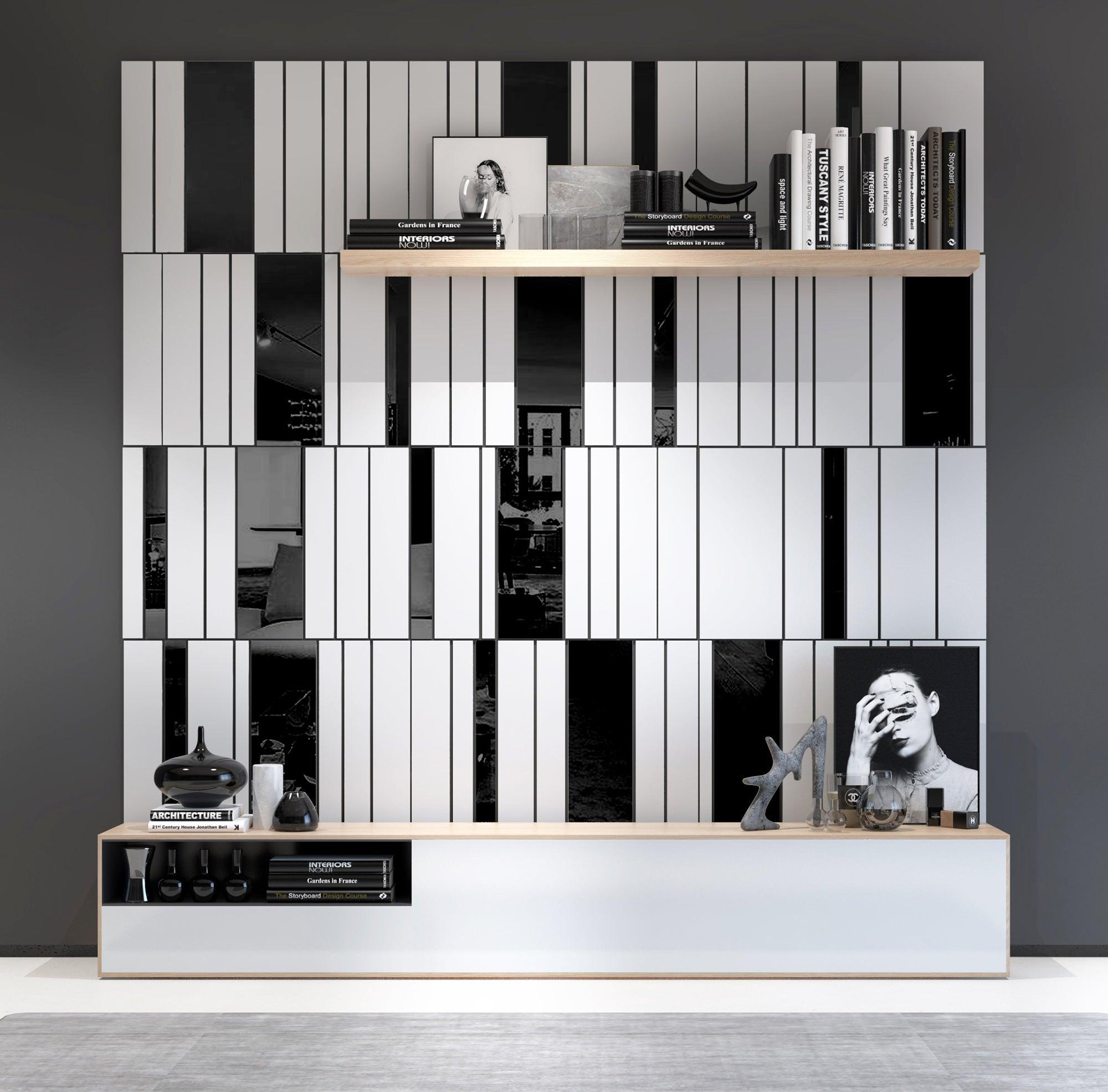 White and Black Mirror Gloss 3D Wall Panels - PRHOMZ