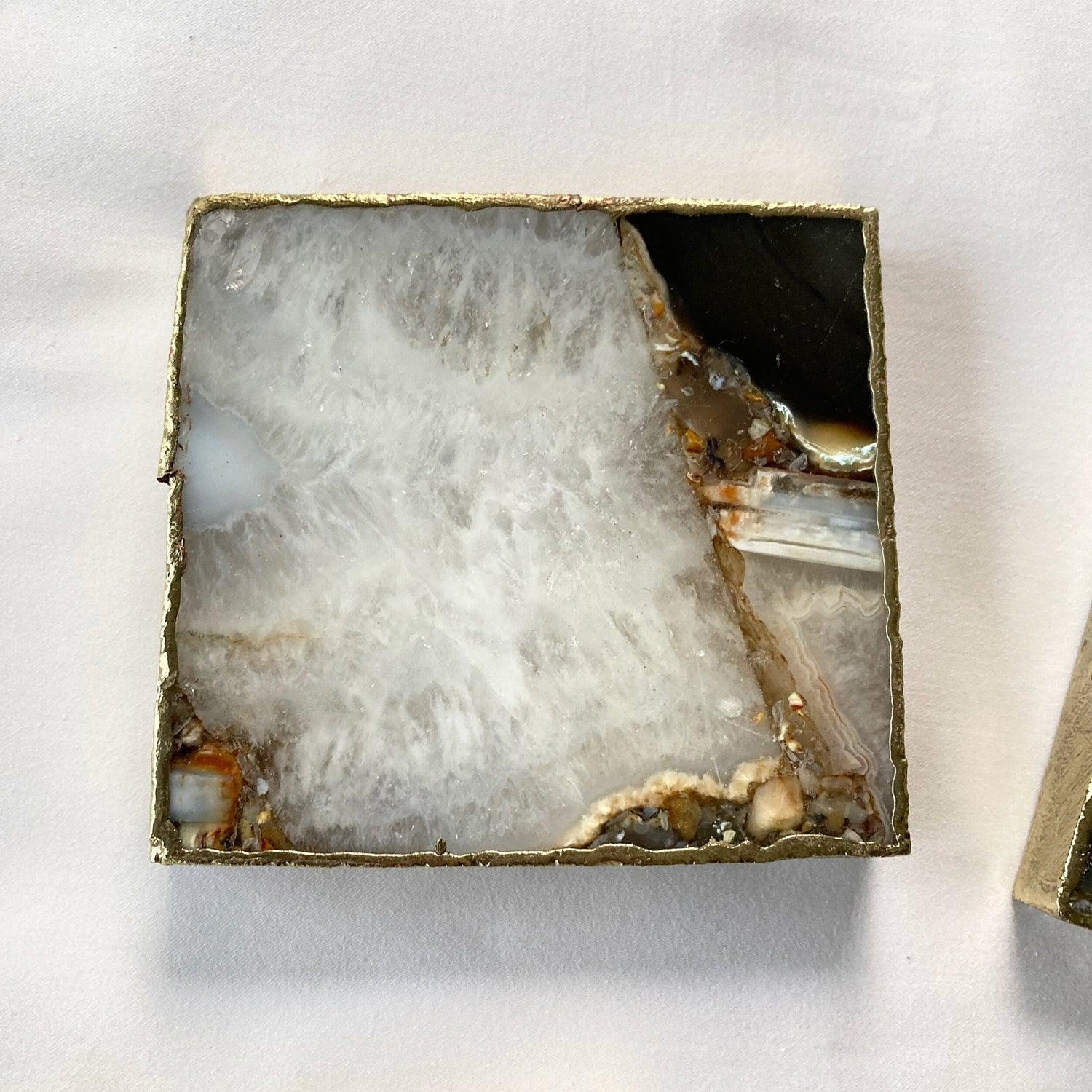 Brown-White Composite Agate - Set of 4 Large Square Coasters | Personalised Momentos - PRHOMZ