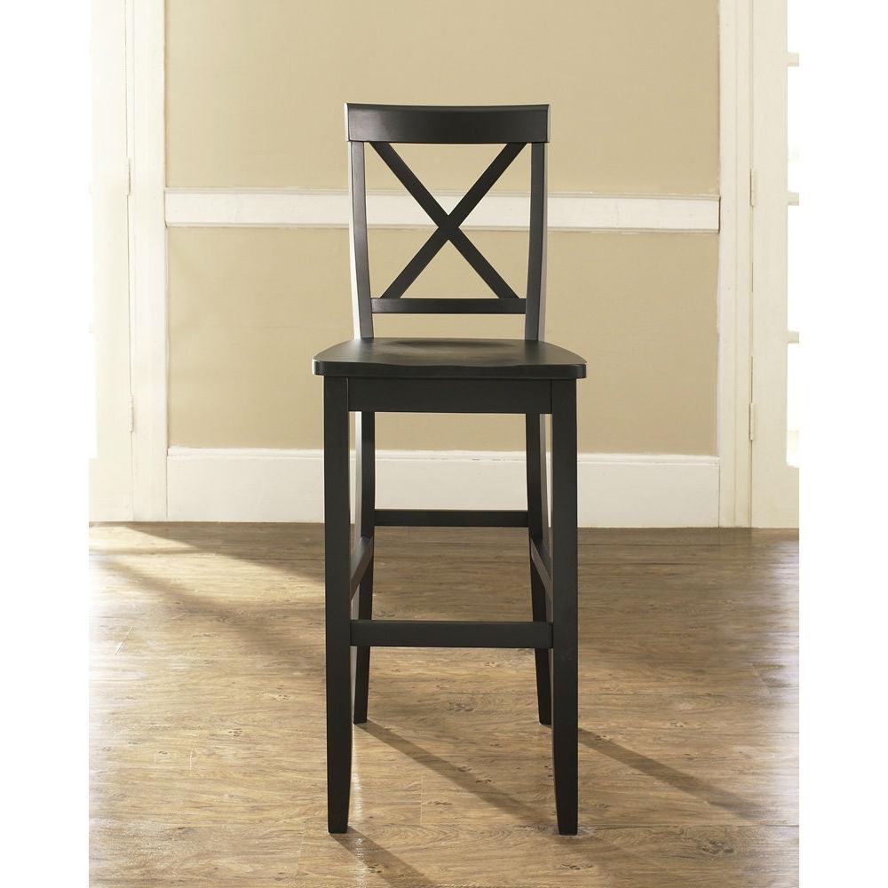 Set of 2 - X-Back Solid Wood 30-inch Barstools in Black Finish - PRHOMZ
