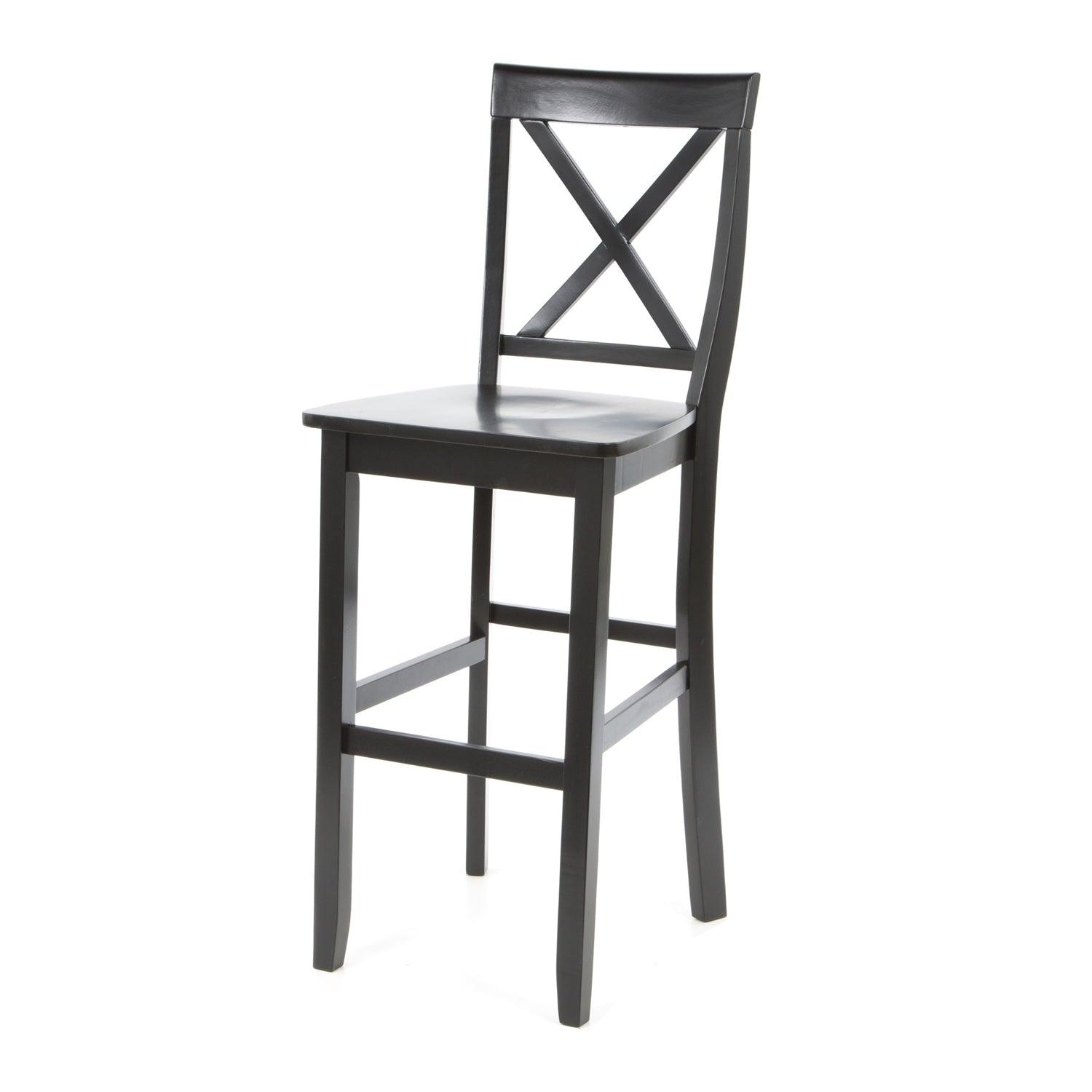 Set of 2 - X-Back Solid Wood 30-inch Barstools in Black Finish - PRHOMZ