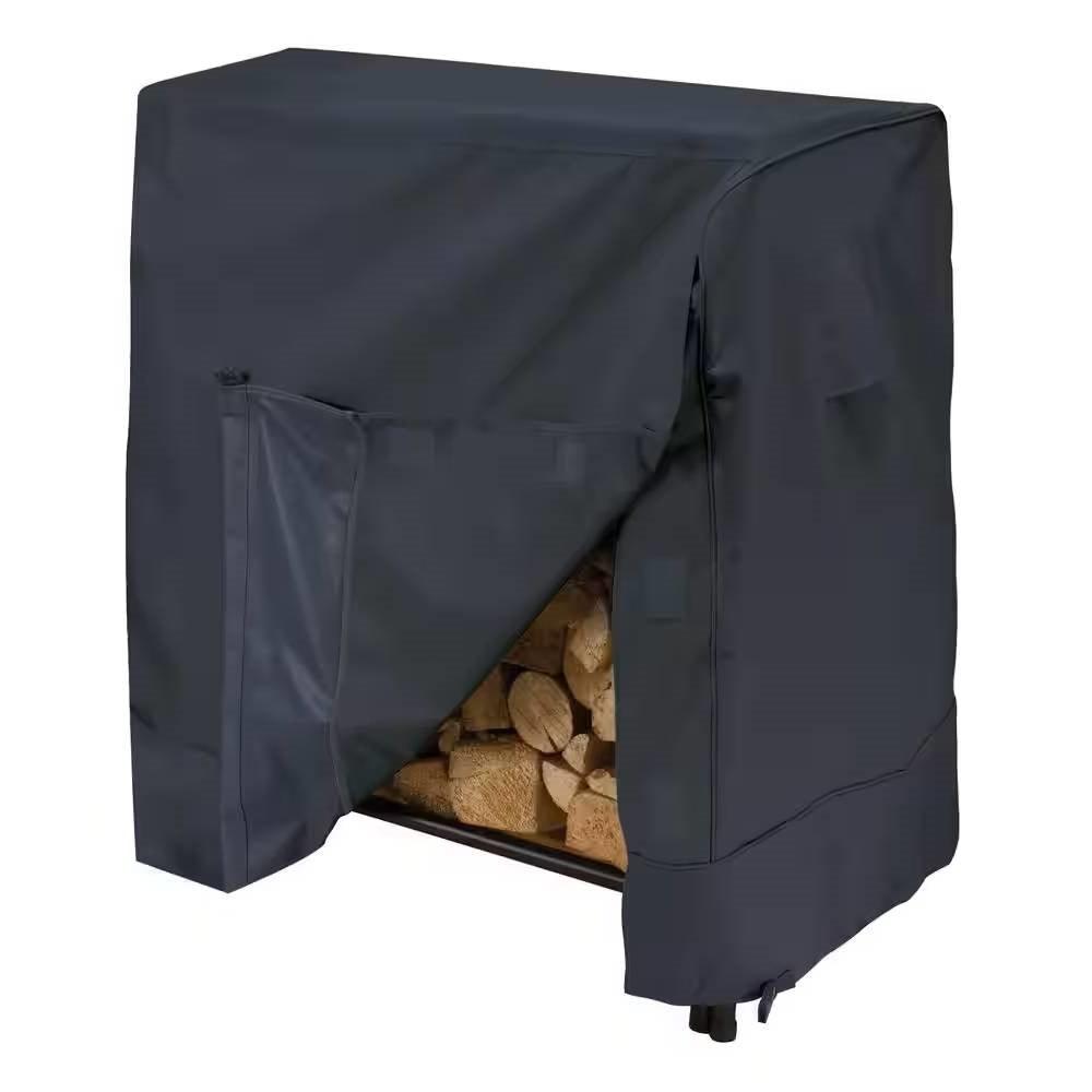 Black Firewood Rack Cover - Fits 4-ft. Log Racks - PRHOMZ