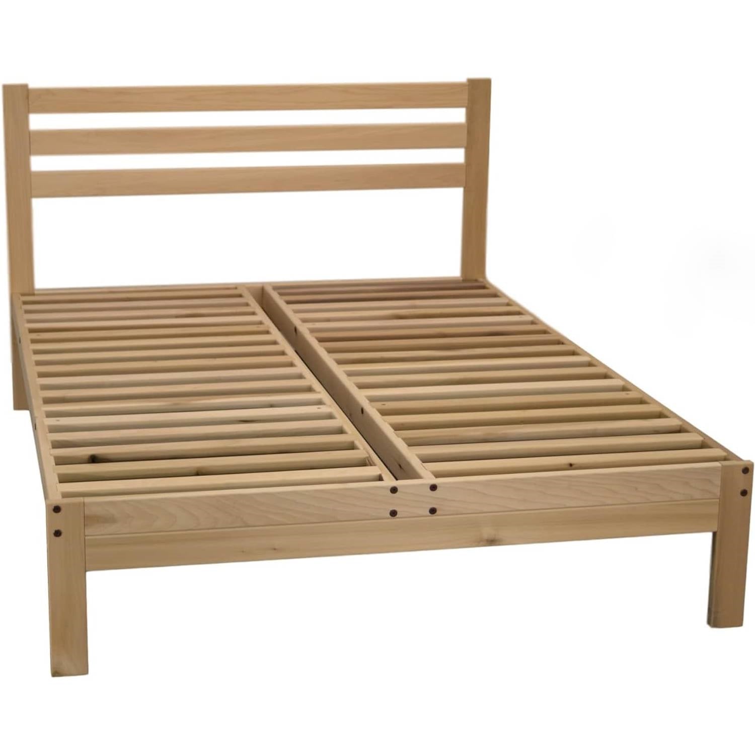 CA size Solid Wood Platform Bed Frame with Slatted Headboard - Made in USA-0