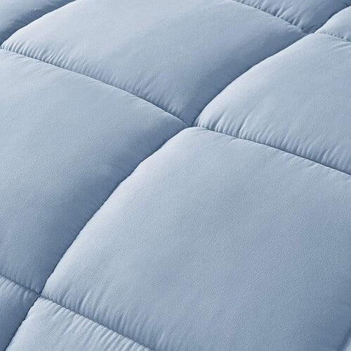 Queen Size Reversible Microfiber Down Alternative Comforter Set in Blue - PRHOMZ