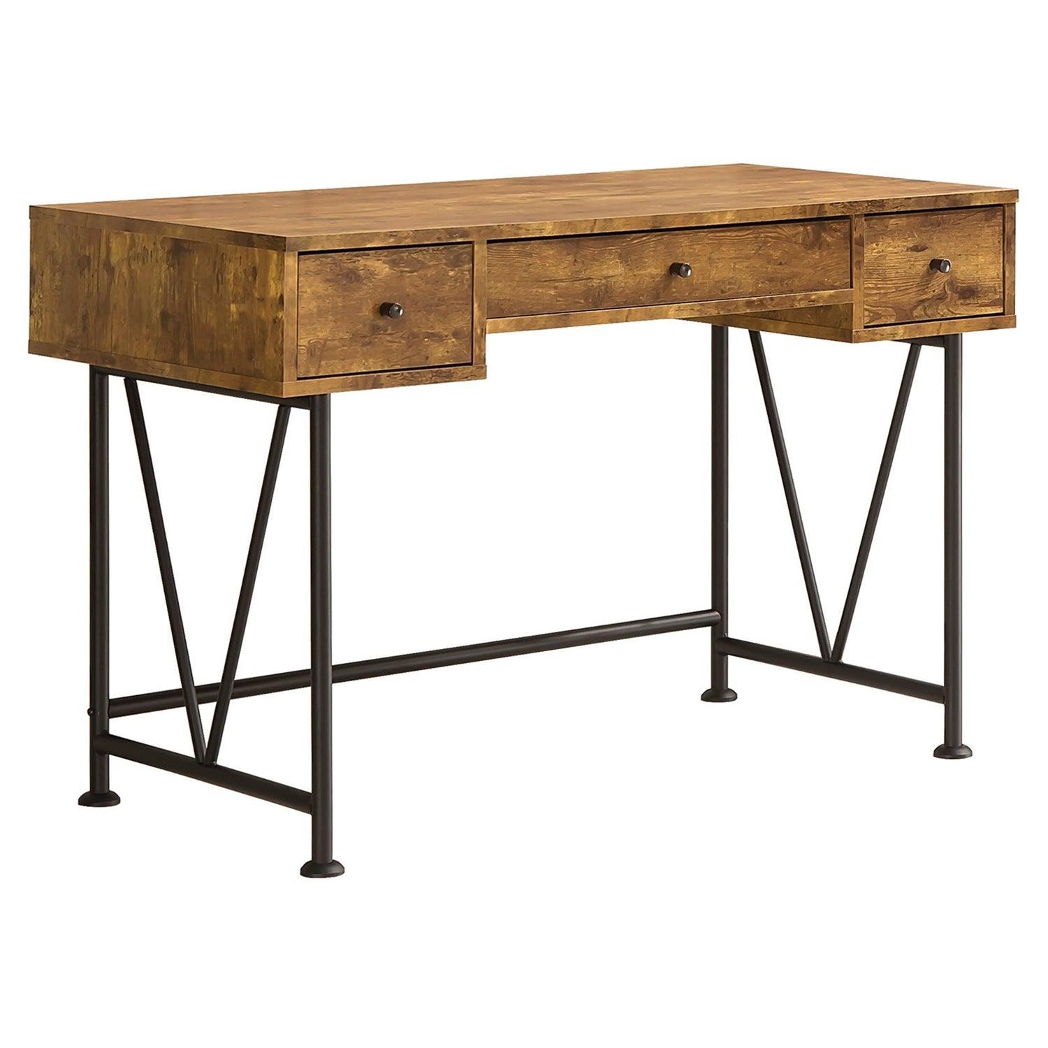 Farmhouse Rustic Home Office 3 Drawer Writing Desk - PRHOMZ
