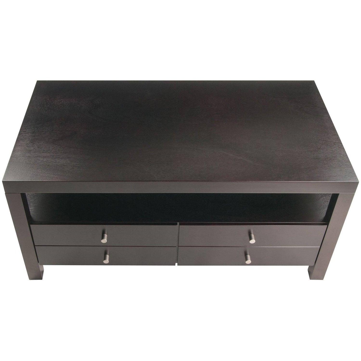 Modern Espresso 2 Drawer Coffee Table - PRHOMZ