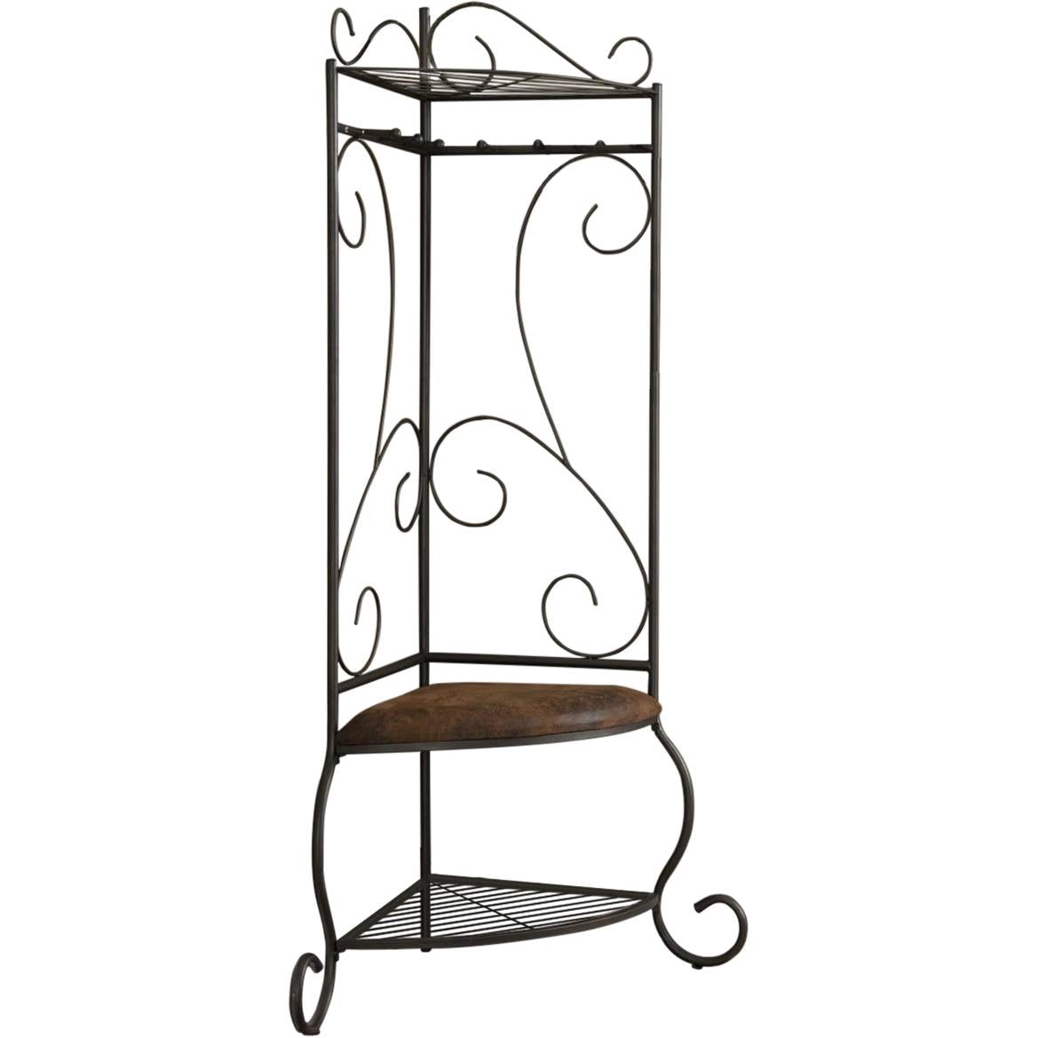 Corner Metal Hall Tree Entryway Coat Rack Upholstered Storage Bench Shoe Rack-2