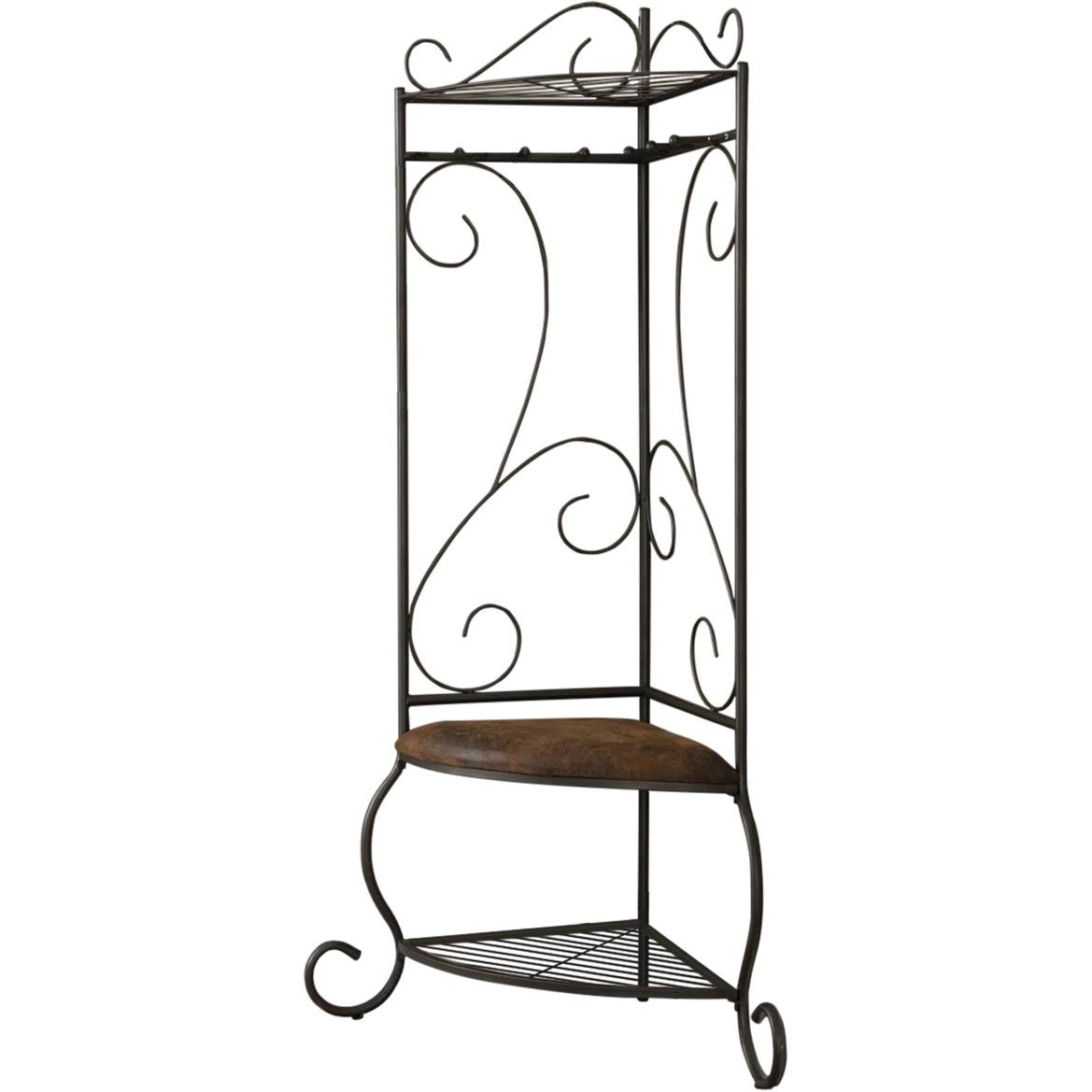 Corner Metal Hall Tree Entryway Coat Rack Upholstered Storage Bench Shoe Rack-3