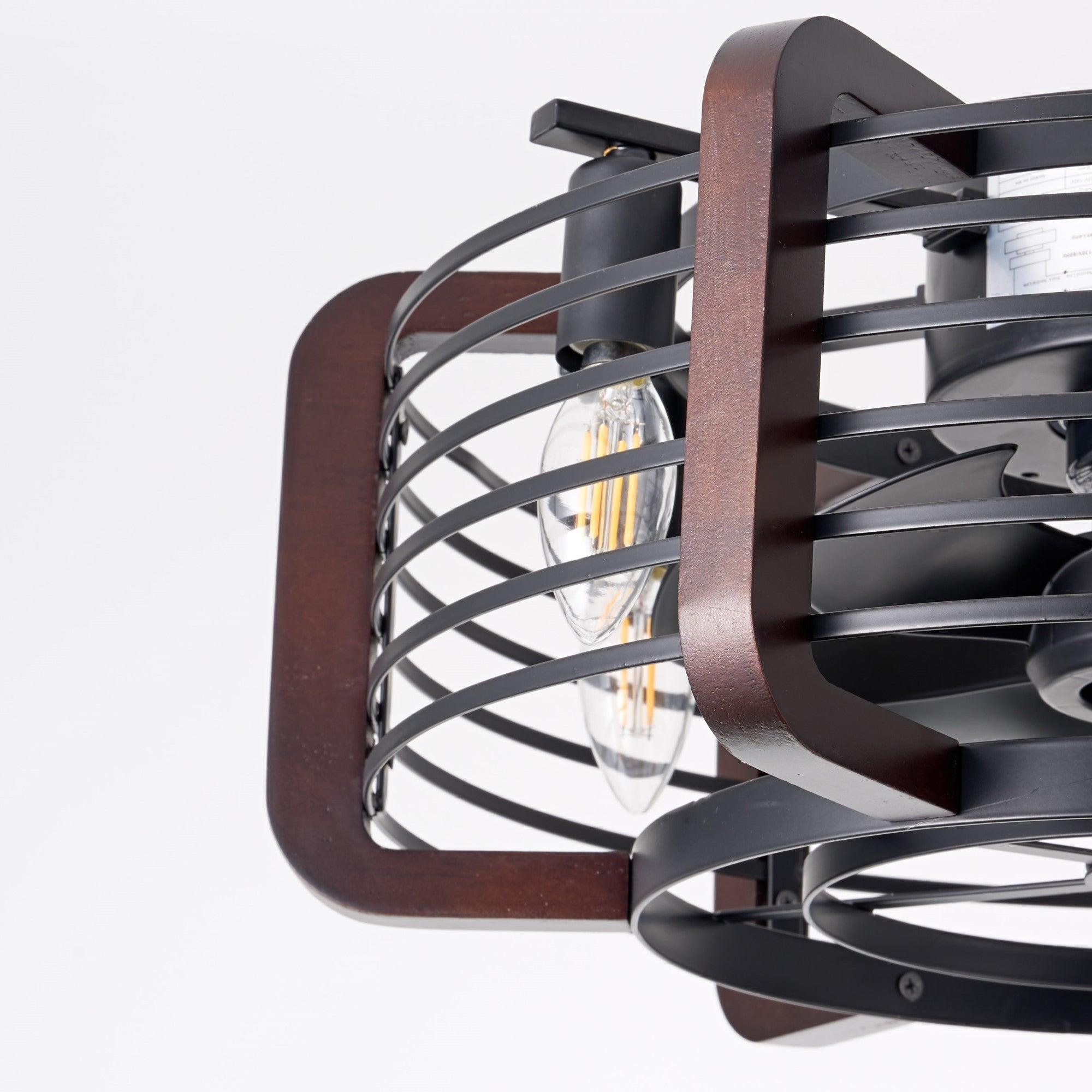 Caged Ceiling Fans with 6 LED Lights - PRHOMZ