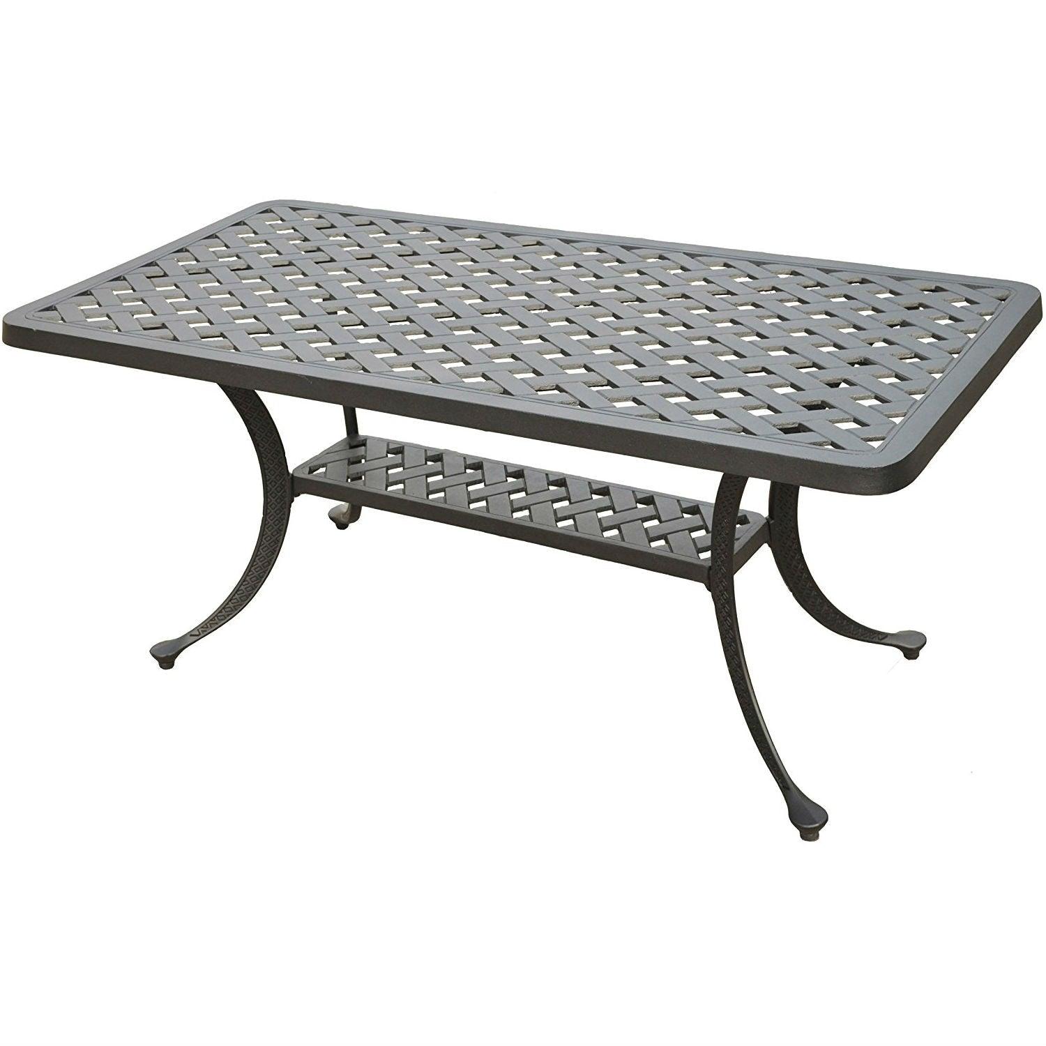 Solid Cast Aluminum 21 x 42 inch Outdoor Patio Dining Cocktail Table - Charcoal - PRHOMZ