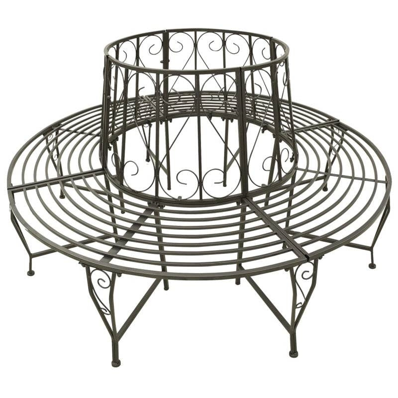 Roundabout Circular Outdoor Garden Tree Bench in Heavy Duty Grey Steel-0
