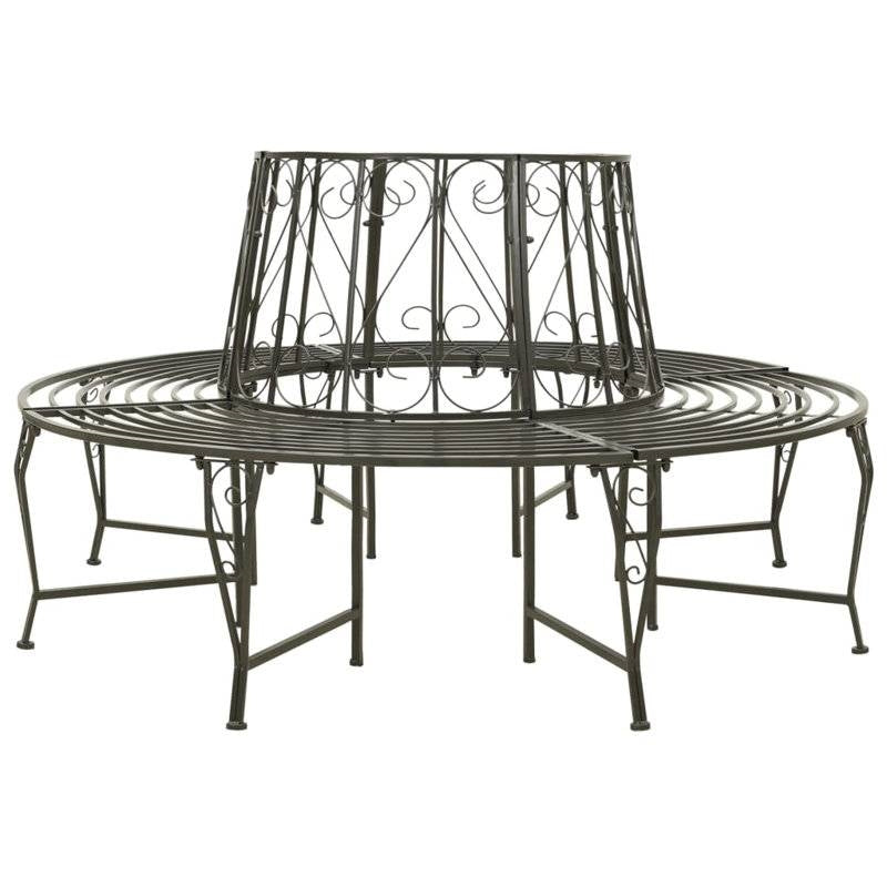 Roundabout Circular Outdoor Garden Tree Bench in Heavy Duty Grey Steel-1