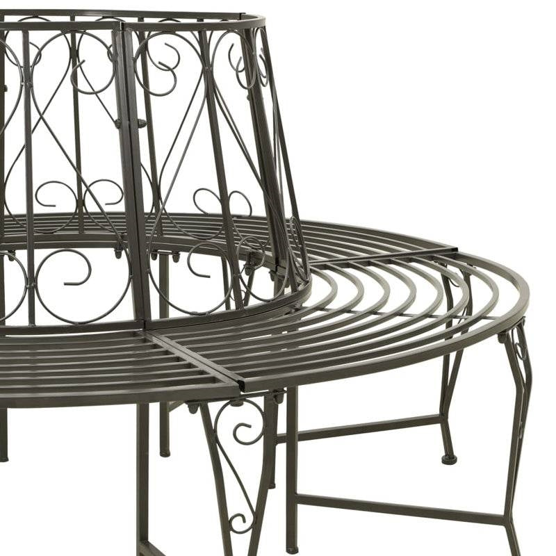 Roundabout Circular Outdoor Garden Tree Bench in Heavy Duty Grey Steel-2