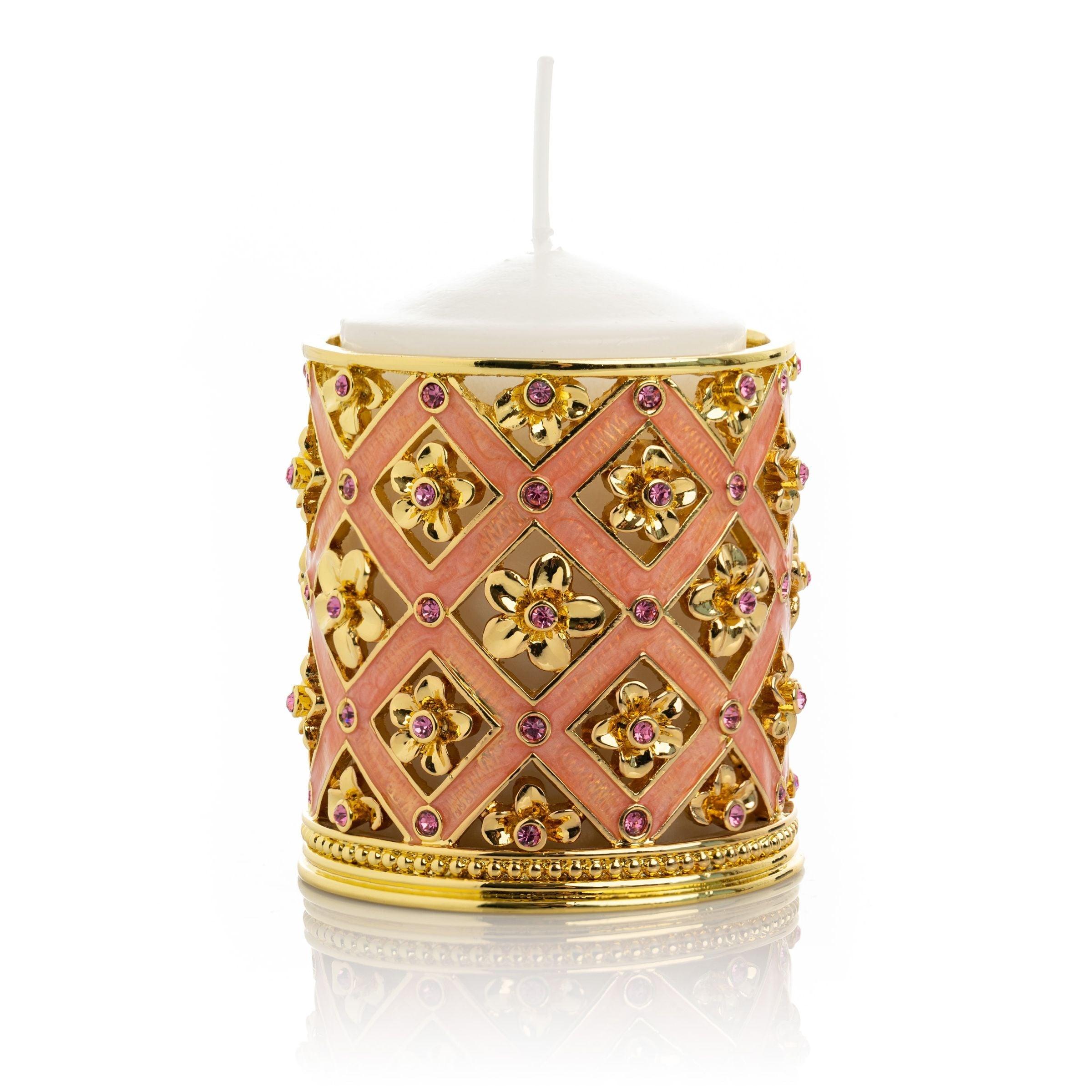 Pink Decorated Candle Holder – Elegant & Charming Decor - PRHOMZ