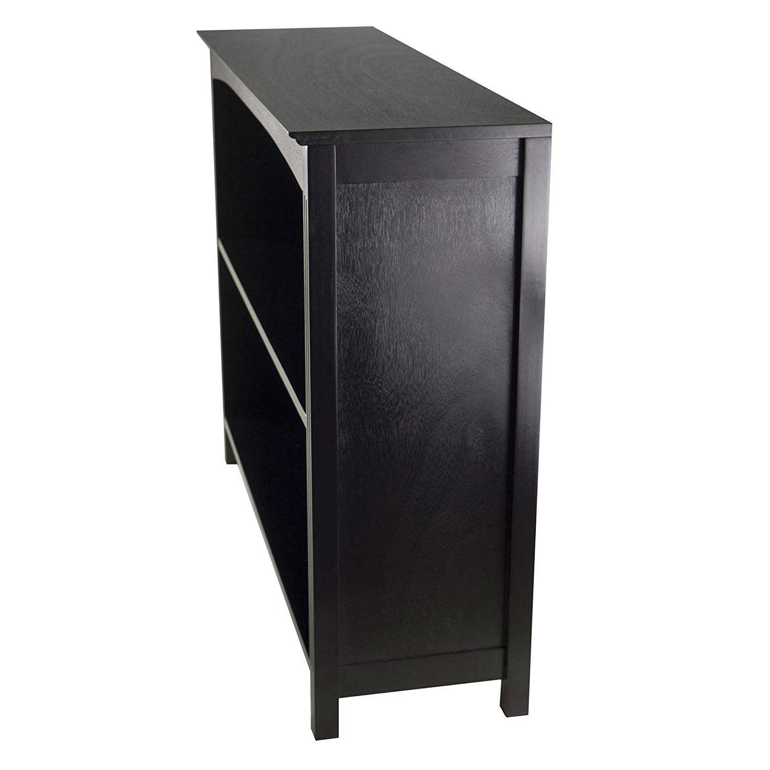 Espresso Sturdy 3 Tier Bookcase Shelf Dresser - PRHOMZ