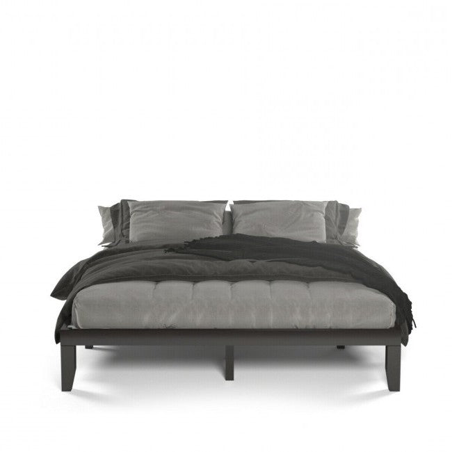 14 Inch Modern Rubberwood Chocolate Platform Bed in King Size-1