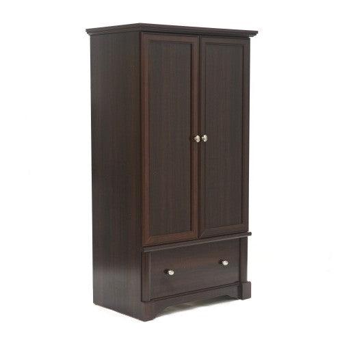 Rustic Cherry Drawer and Garment Rod Wardrobe Armoire - PRHOMZ