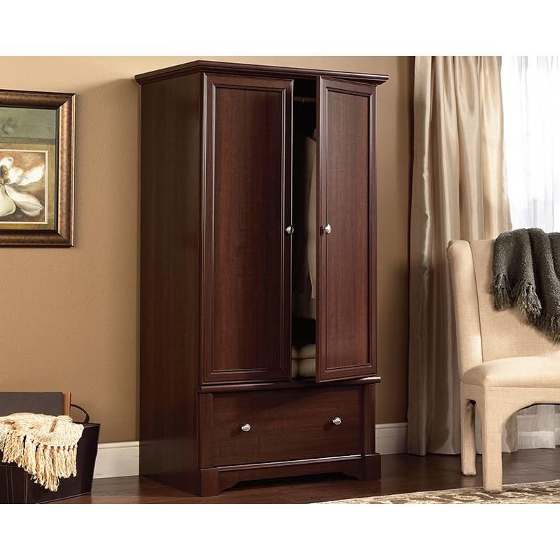 Rustic Cherry Drawer and Garment Rod Wardrobe Armoire - PRHOMZ