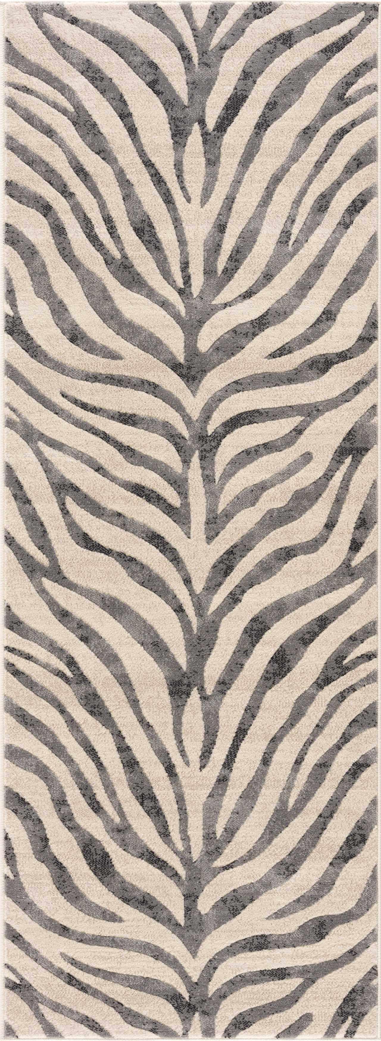Gray Ecorse Zebra Print Area Rug - PRHOMZ