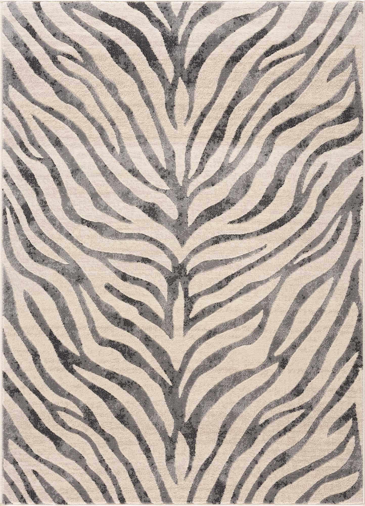 Gray Ecorse Zebra Print Area Rug - PRHOMZ