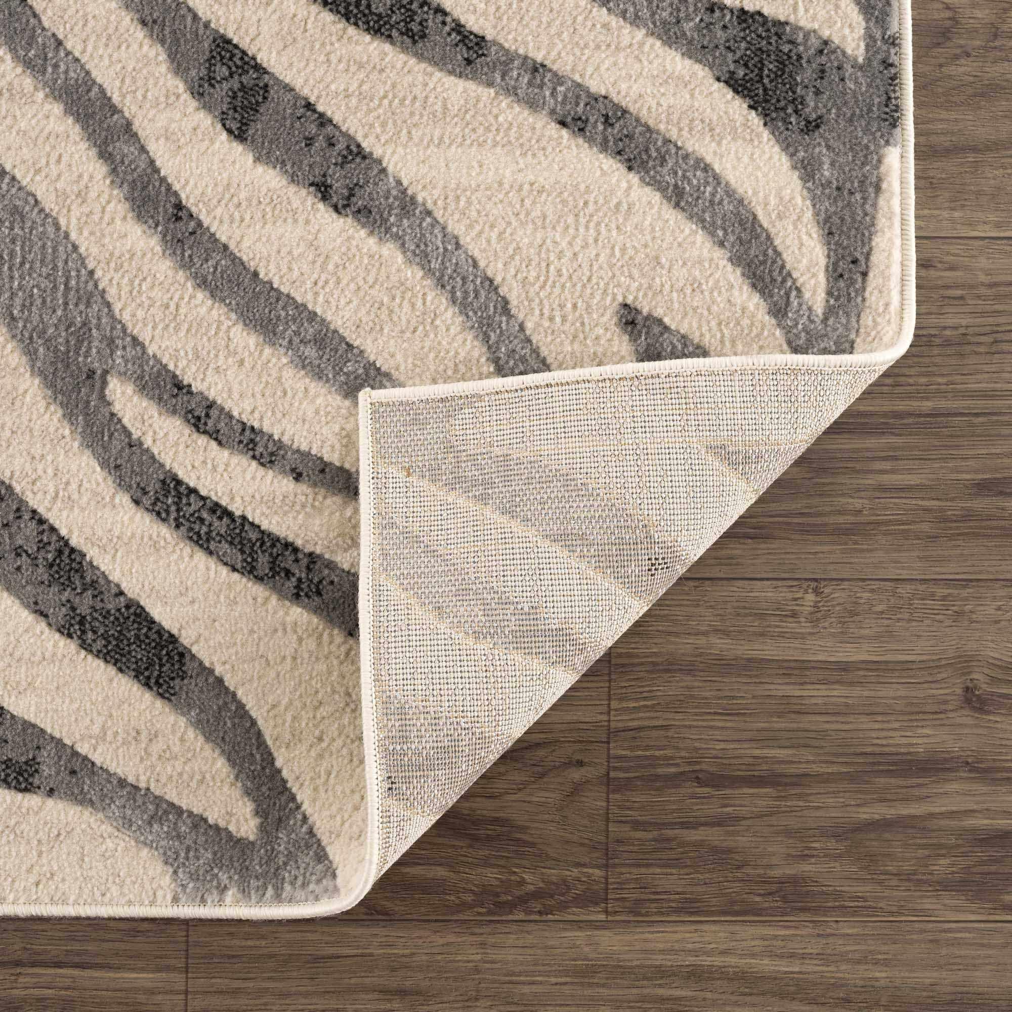 Gray Ecorse Zebra Print Area Rug - PRHOMZ