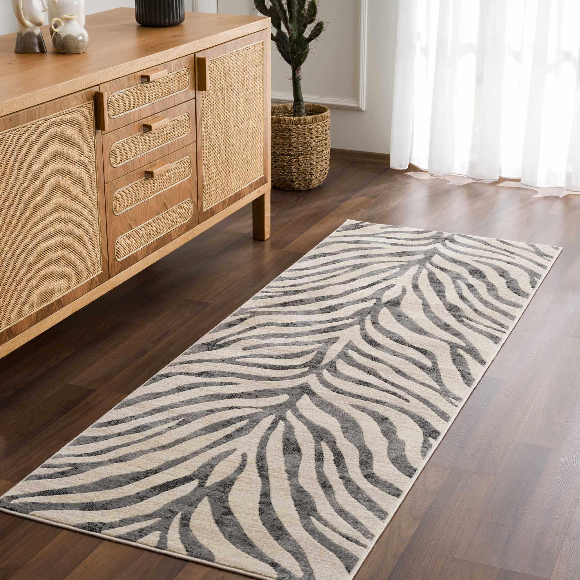 Gray Ecorse Zebra Print Area Rug - PRHOMZ
