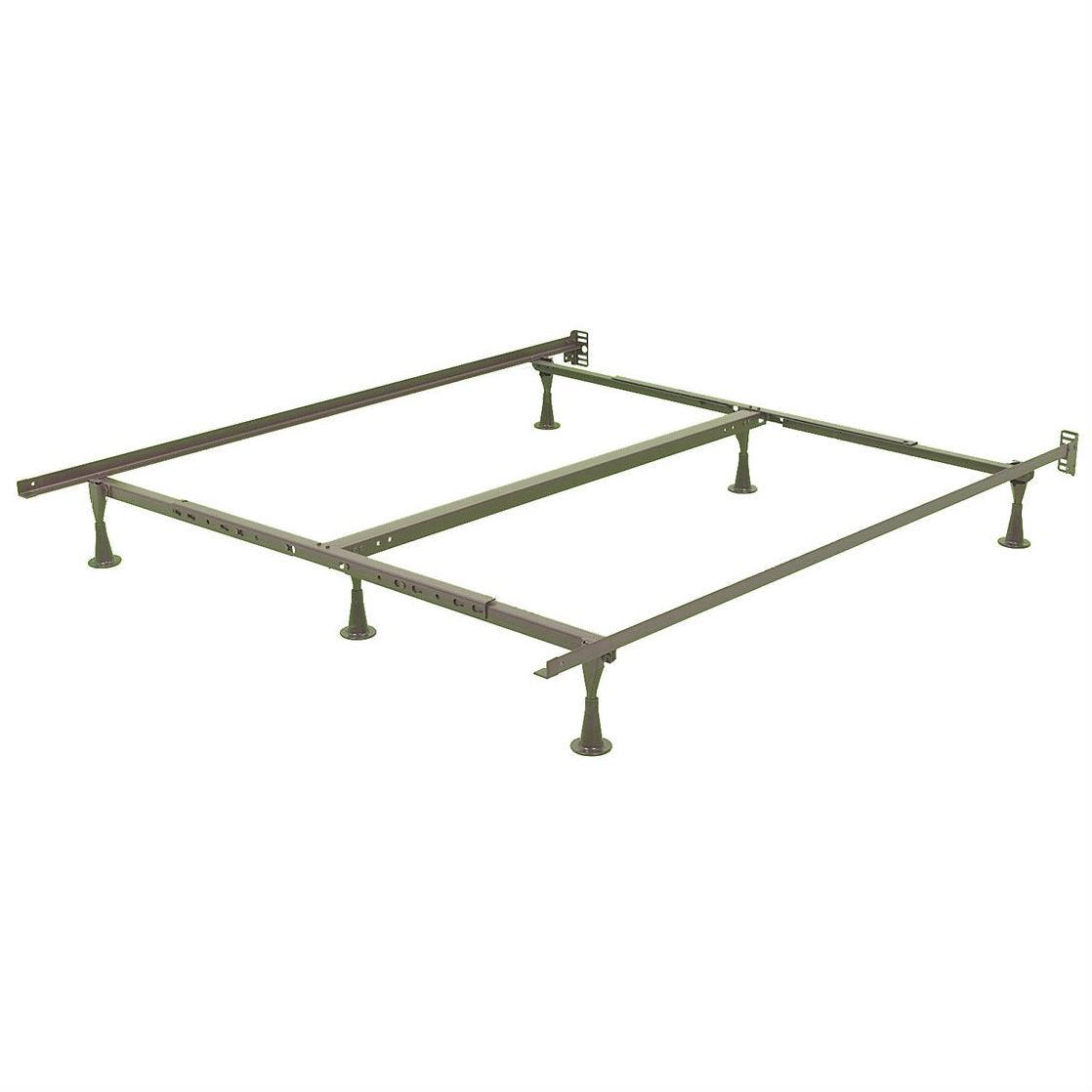 California King Metal Bed Frame with Wide Glide Legs and Headboard Brackets - PRHOMZ