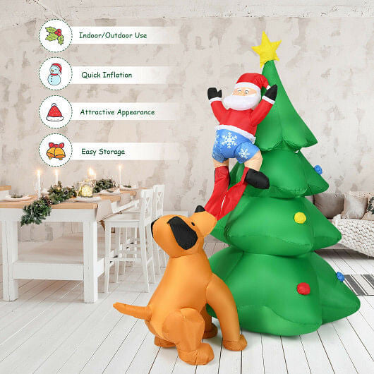 6.5 Feet Outdoor Inflatable Christmas Tree Santa Decor with LED Lights-3