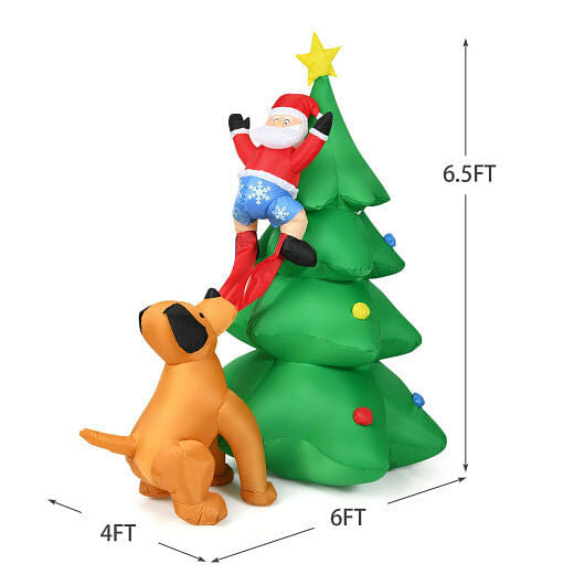 6.5 Feet Outdoor Inflatable Christmas Tree Santa Decor with LED Lights-4