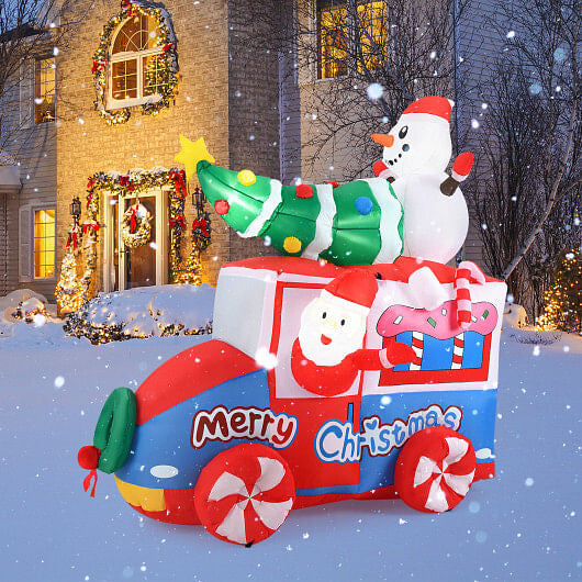 6 ft Christmas Inflatable Santa on Car Blow up Festive Vehicle with Santa Clause-3