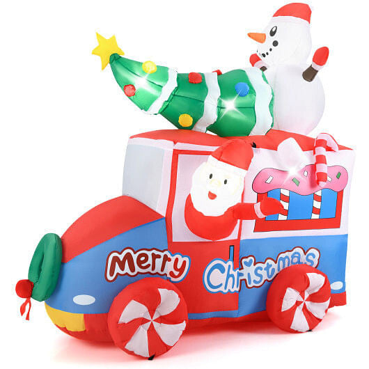 6 ft Christmas Inflatable Santa on Car Blow up Festive Vehicle with Santa Clause-4