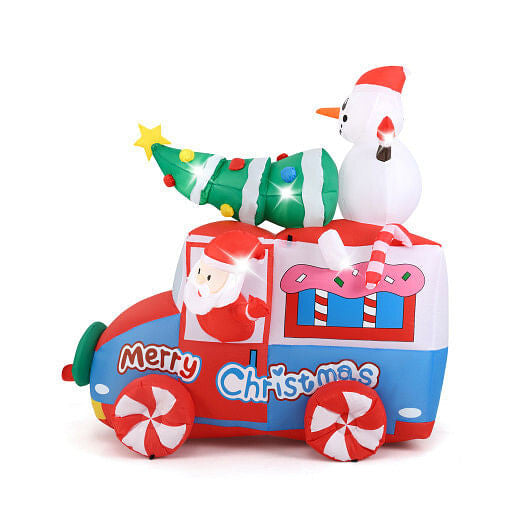 6 ft Christmas Inflatable Santa on Car Blow up Festive Vehicle with Santa Clause-0