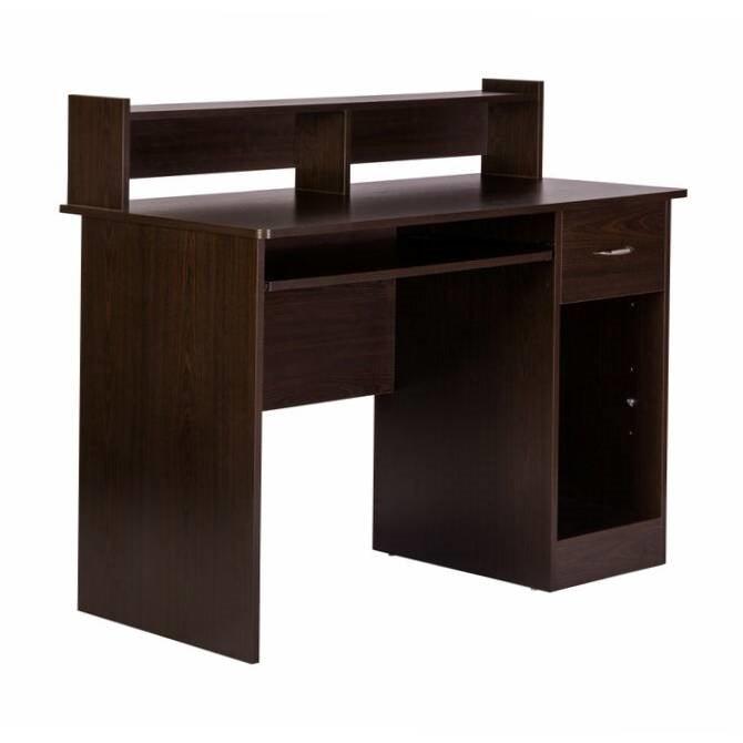 Contemporary Home Office Computer Desk in Espresso Wood Finish - PRHOMZ