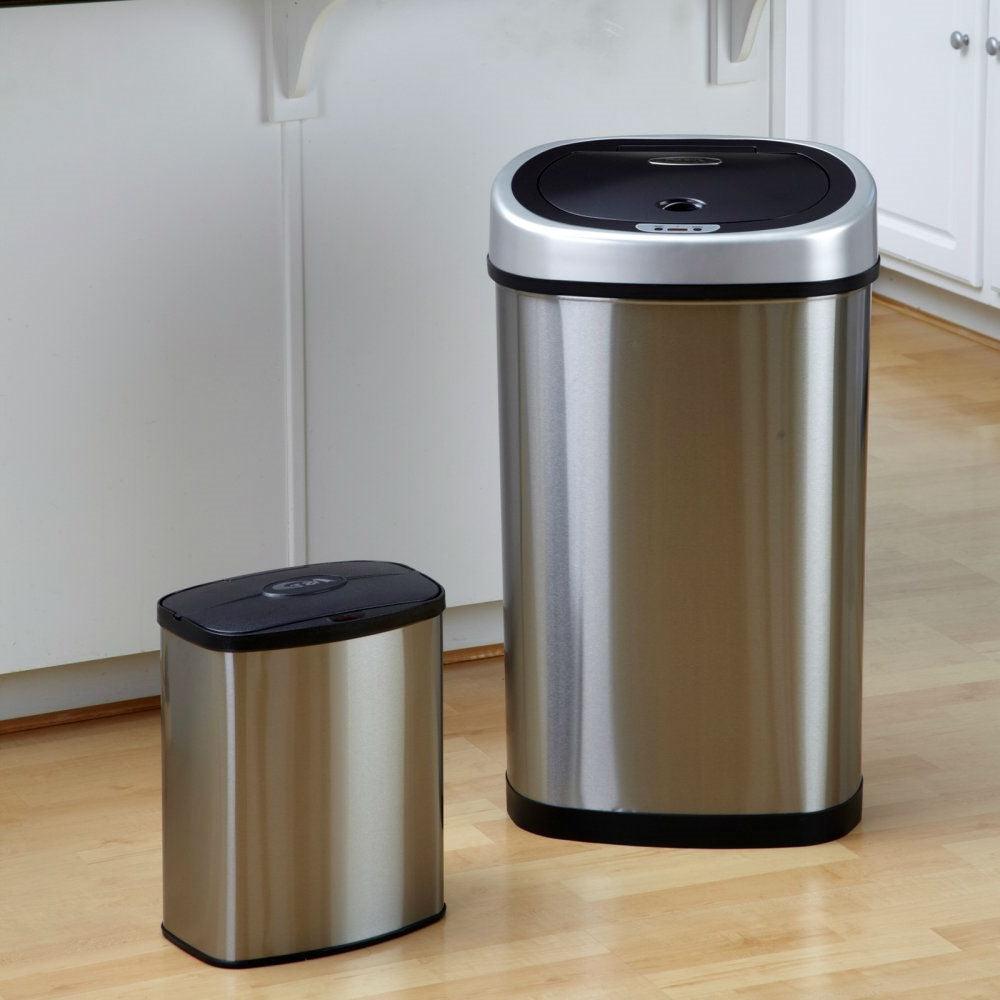 Set of 2 - Stainless Steel Touchless Trash Cans in 2 and 13 Gallon sizes - PRHOMZ