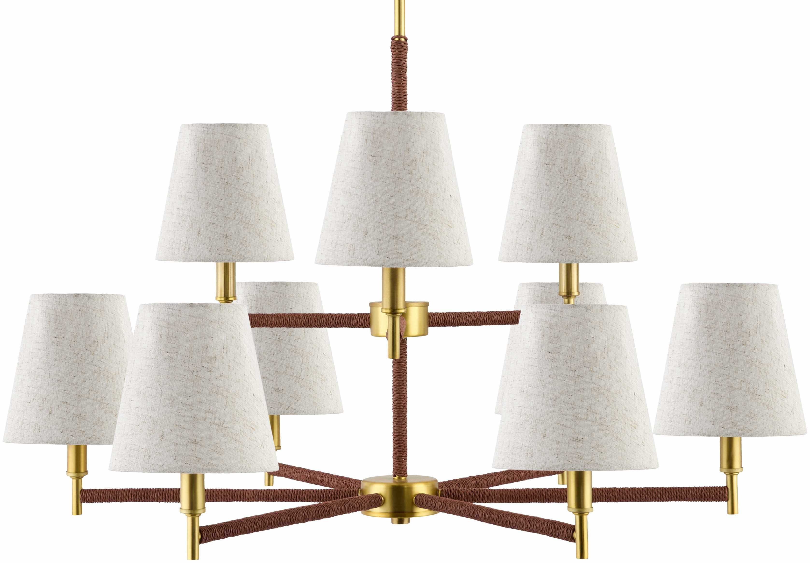 Beige Modern Chandelier with linen details for dining or living rooms-0