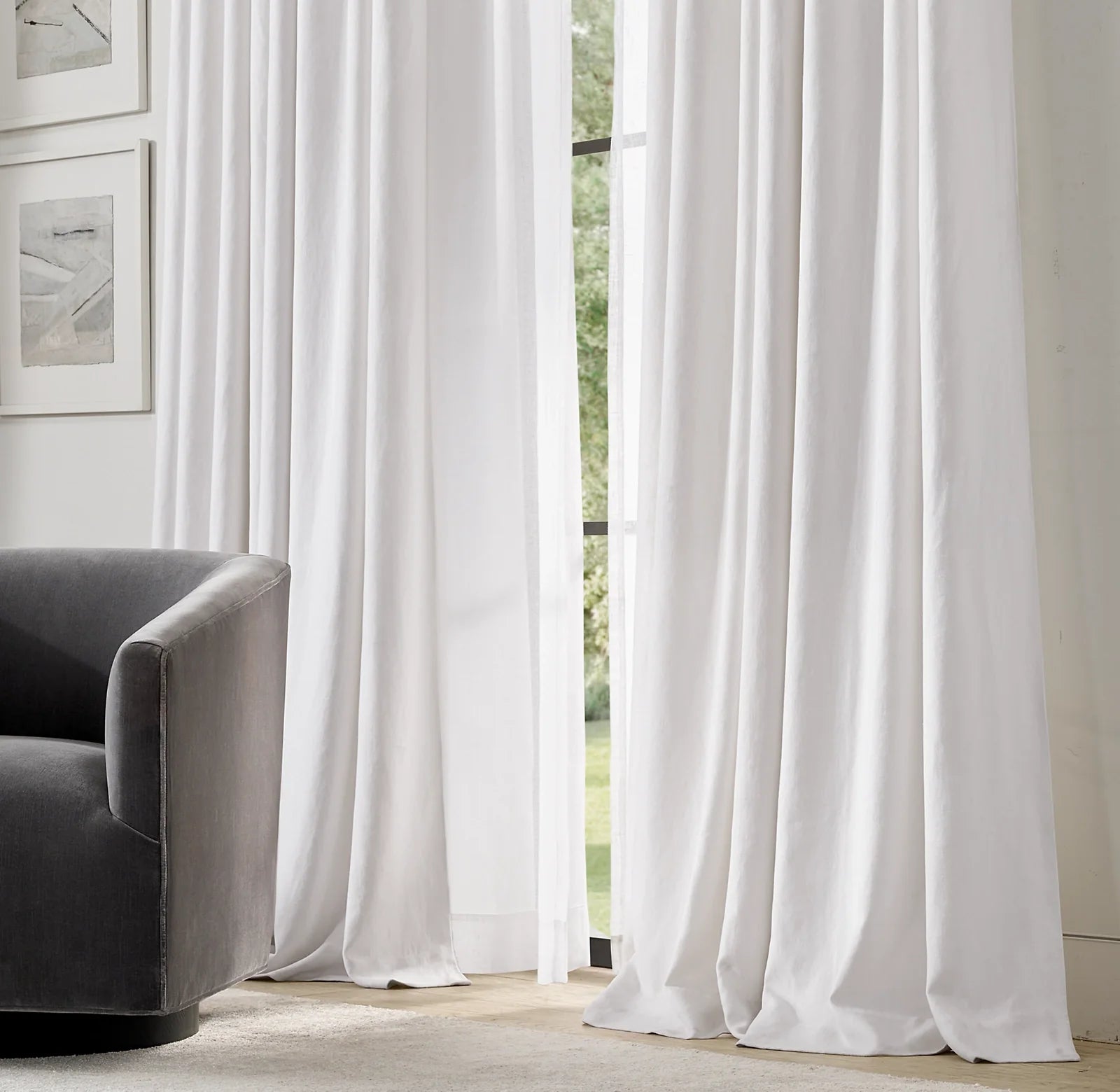 Organic Linen Curtains UK | European Flax | Grommet, Tab Top, Rod Pocket Curtains | Blackout & Thermal | 20+ Colours | Custom Sizes-1