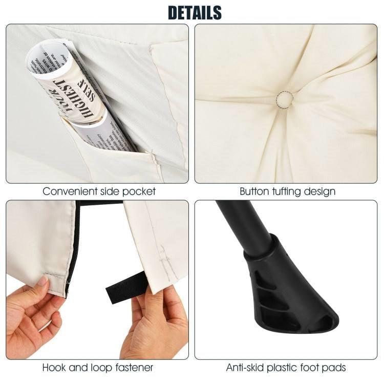 Upholstered Contemporary Accent Chair – Cushioned with Side Pocket in Beige - PRHOMZ